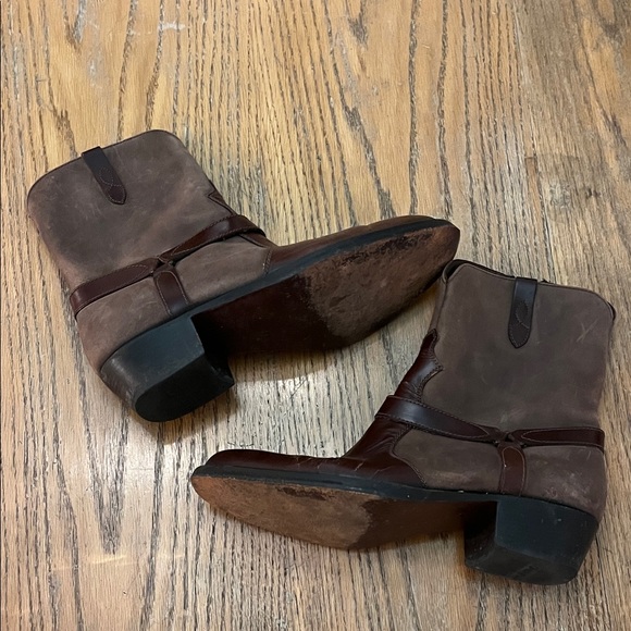 Unique western flair Florsheim boots made in Brazil brown sz7.5 Cracks Worn READ - Picture 2 of 12